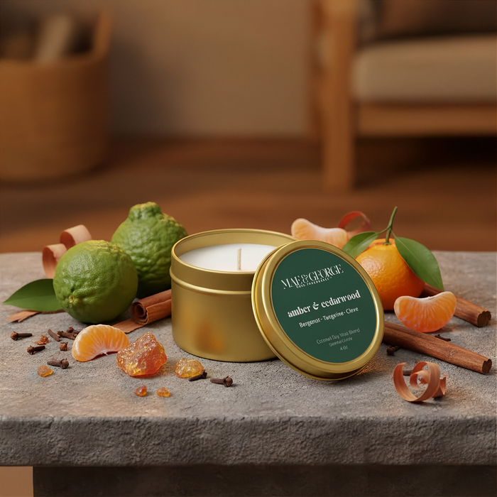 Amber & Cedarwood Travel Candle