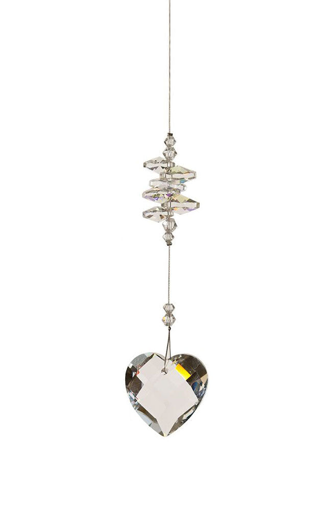 Beaded Crystal Heart Suncatcher – Clear