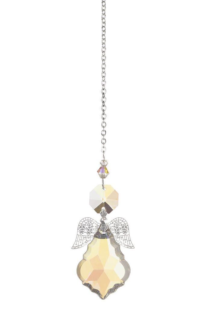 Guardian Angel Crystal Suncatcher – Aurora Borealis (Iridescent) Finish