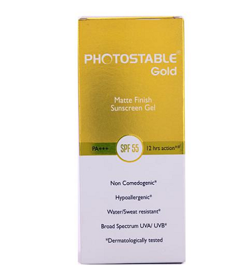 Photostable Gold Matte Finish Sunscreen Gel SPF55 PA+++ -50gm