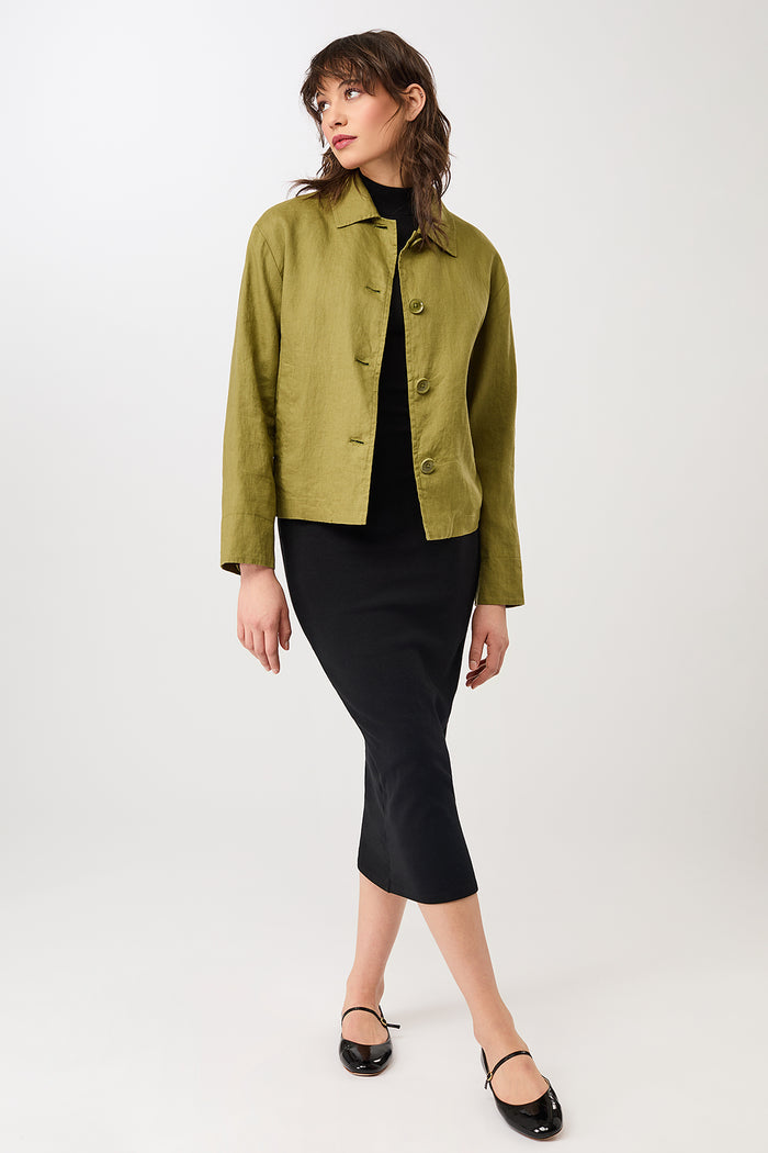 Schlichte Jacke aus Leinen (Green Olive)