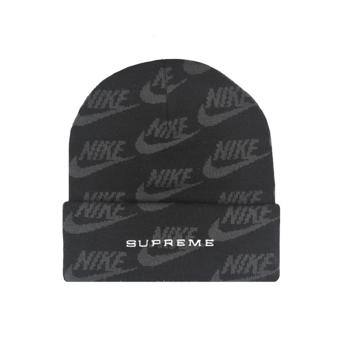 Supreme x Nike Jacquard Logos Beanie Black
