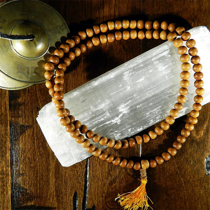 108 Bead Mala Necklace - 10mm Sandalwood Beads