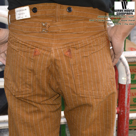 30% OFF!! GREENEBAUM OVERALLS (WAREHOUSE) "1229" 1900 4POCKET HEAVY LEATHER BOUND OVERALL (DUCK STRIPE)
