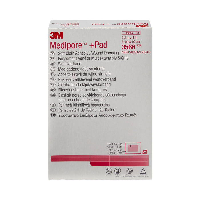 3M Medipore Composite Dressing, Rectangle Sterile Nonwoven Backing — 3.5" x 4"