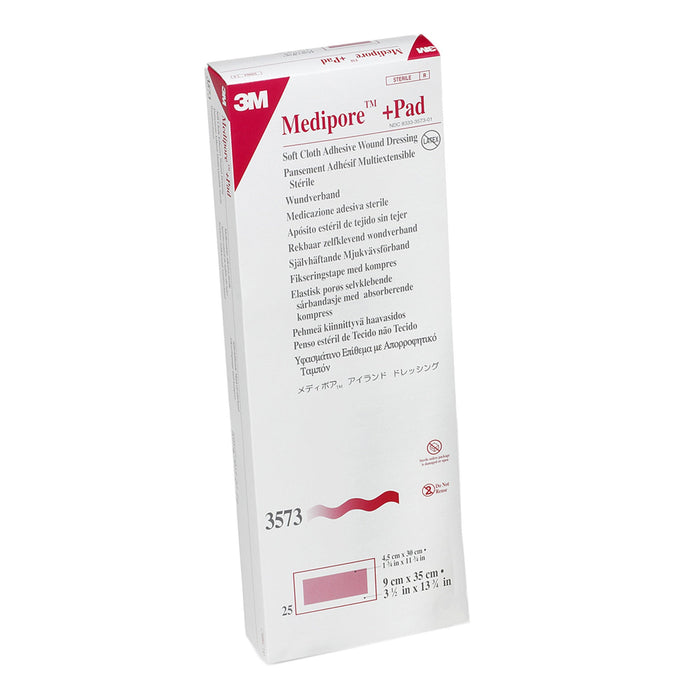 3M Medipore + Pad Soft Cloth Adhesive Wound Dressing, Sterile, 3 1/2" x 13 3/4"