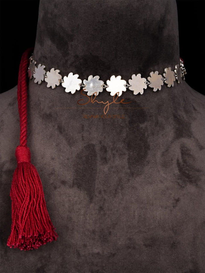 Adya Intricate Flower Sequence Choker Set