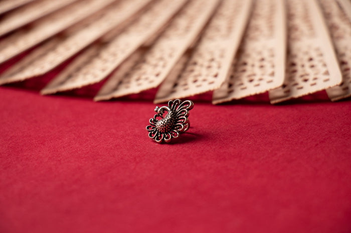 Adya Intricate Peacock Nose Ring