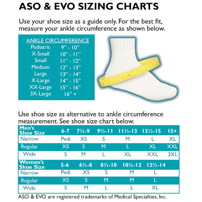 ASO Ankle Stabilizer Brace, Lace-Up with Hook and Loop Strap Closure - 264011-Single - LL Medico