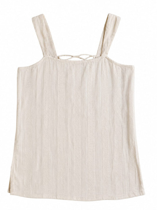 CCHIKEE Women's Textured Cotton Blend Lace-Up Tank Top