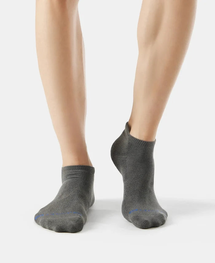 Compact Cotton Low Show Socks with StayFresh Treatment - Gunmetal-3