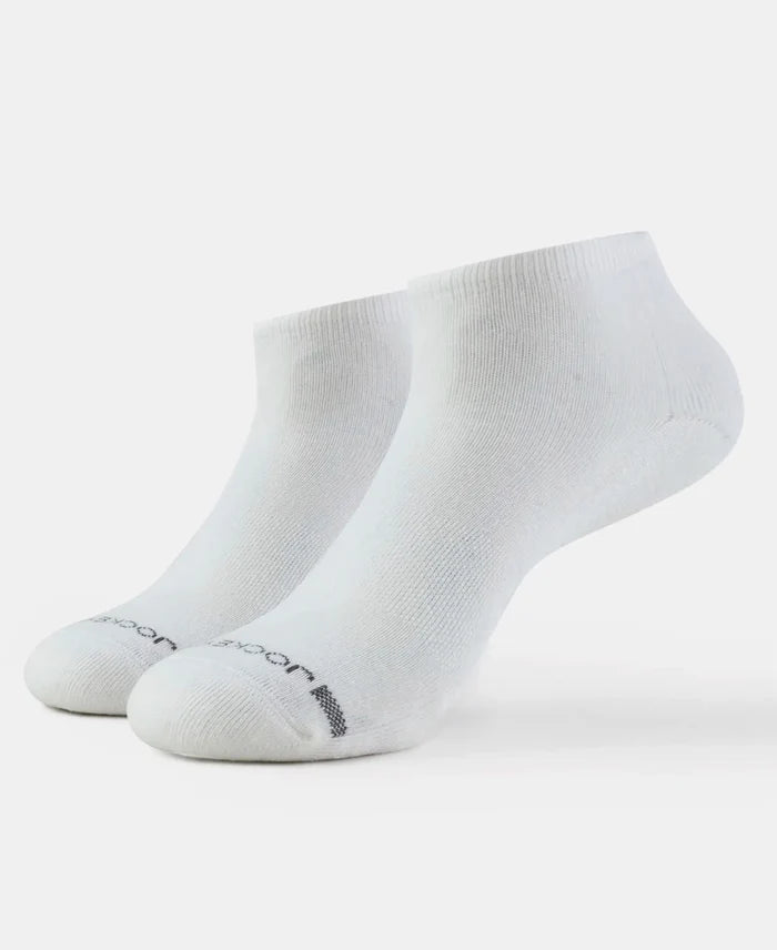 Compact Cotton Elastane Stretch Low Show Socks with StayFresh Treatment - White (Pack of 2)
