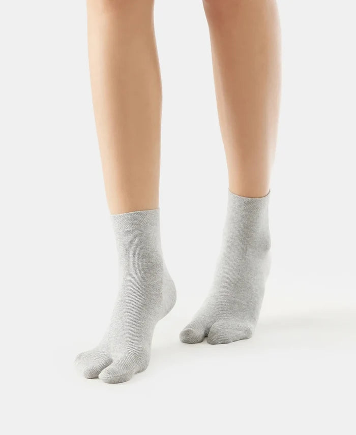 Compact Cotton Stretch Toe Socks with StayFresh Treatment - Grey Melange-4