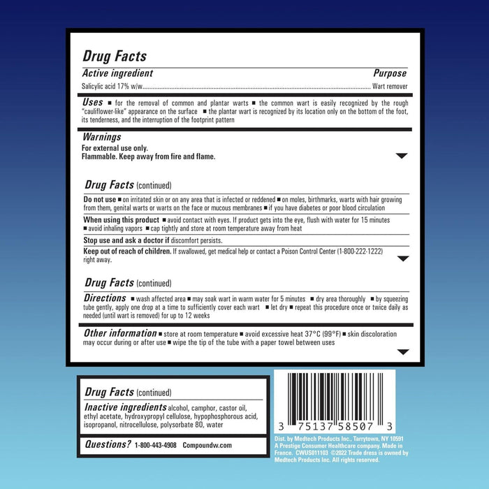 Compound W Maximum Strength Fast Acting Liquid Wart Remover, 0.31 fl oz - 75137058507-Single - LL Medico