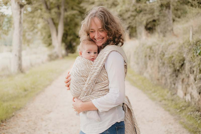 Écharpe de portage Jacquard, Zèbre beige