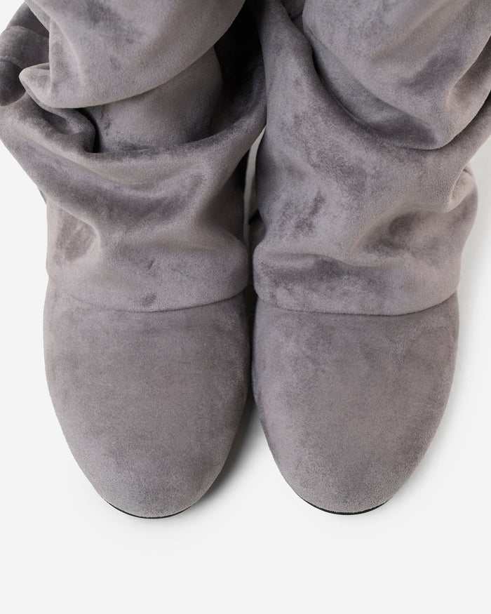 Emilia Slouchy Suede Boots - Grey