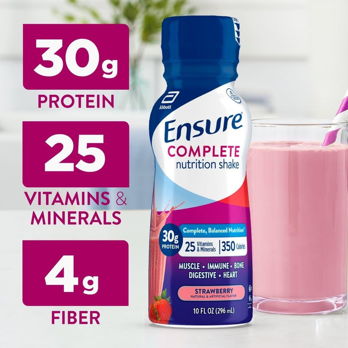 Ensure Complete Nutrition Shake, Strawberry, 10 oz - 68059-Bottle - LL Medico