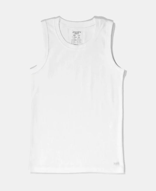 Extra Warmth Kid's Super Combed Cotton Rich Sleeveless Thermal Muscle Vest with StayWarm Treatment - Off White
