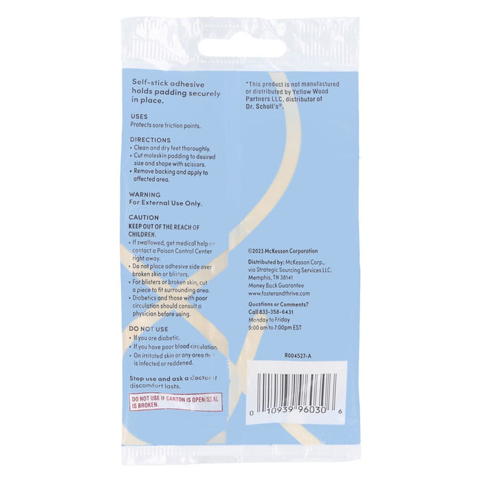 Foster & Thrive Moleskin Plus Padding, 3 Sheets, 4 1/8" x 3 3/8" - 01093996030-Pack - LL Medico