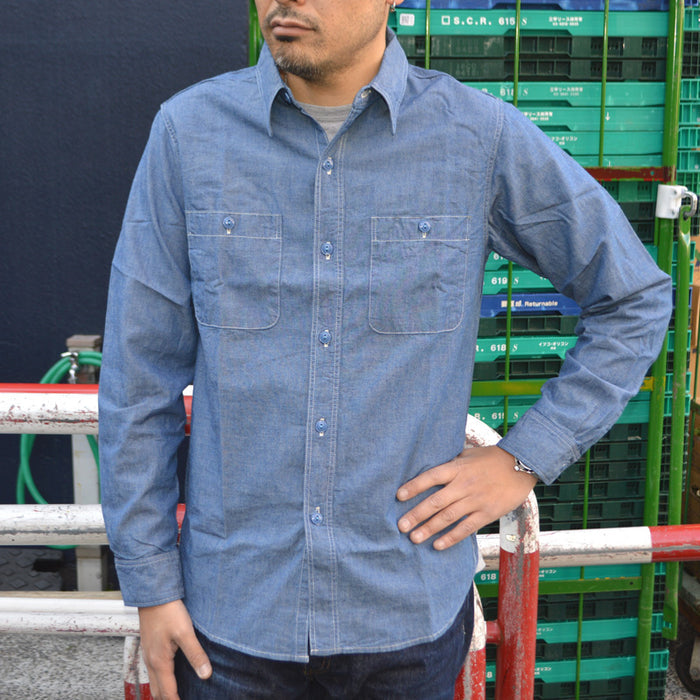 FULL COUNT "4810" CHAMBRAY SHIRT(BLUE)