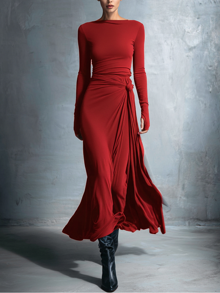Gabriella – Long dress with side knot 🖤