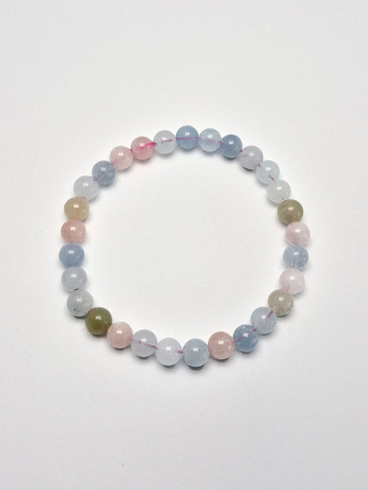 Gemstone Bead Bracelet - Multi Colour Morganite 6 mm
