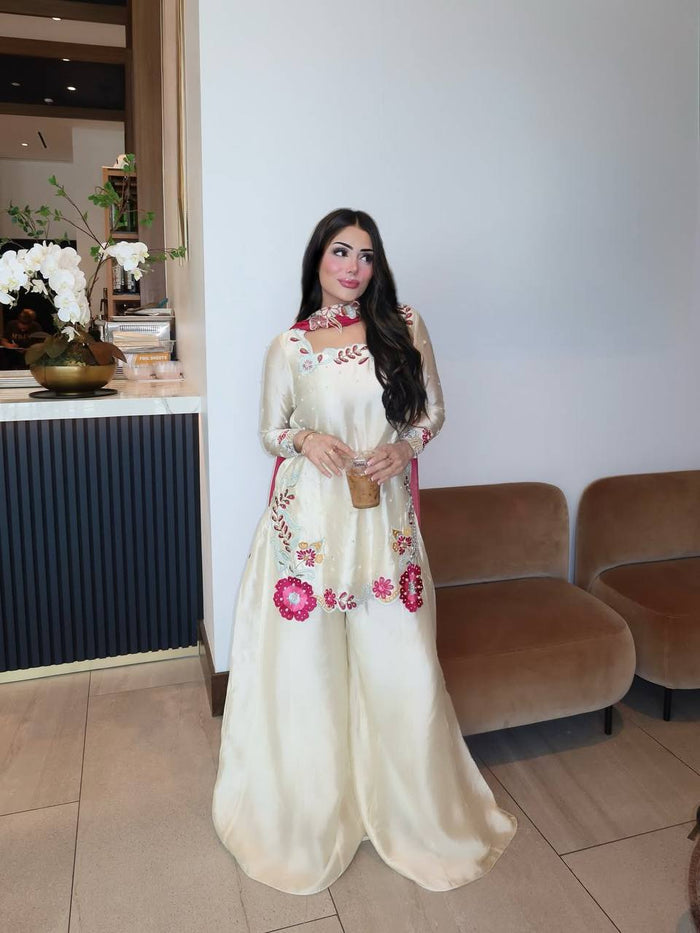 Graceful Woman in White and Pink