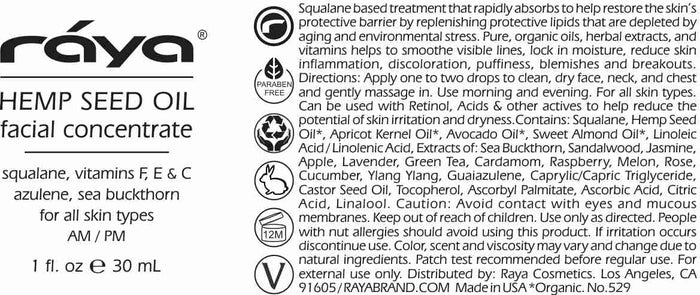 HEMP SEED FACIAL OIL (529) RAYA SPA - rayaspa