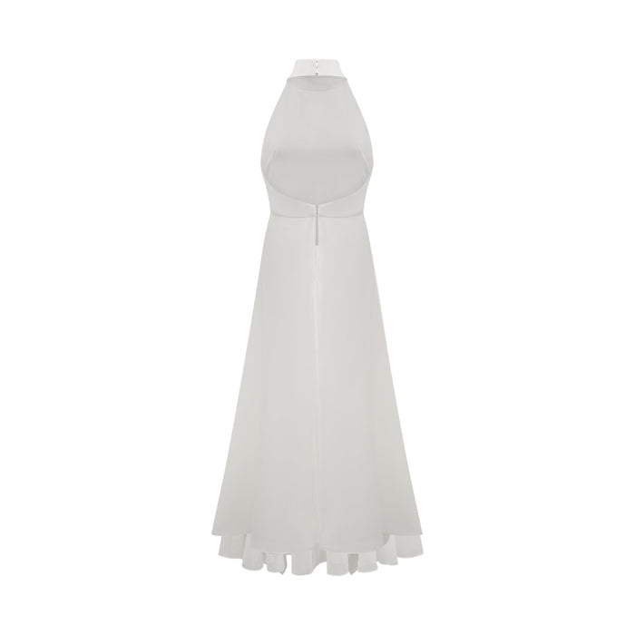 Inés halterneck layered long dress