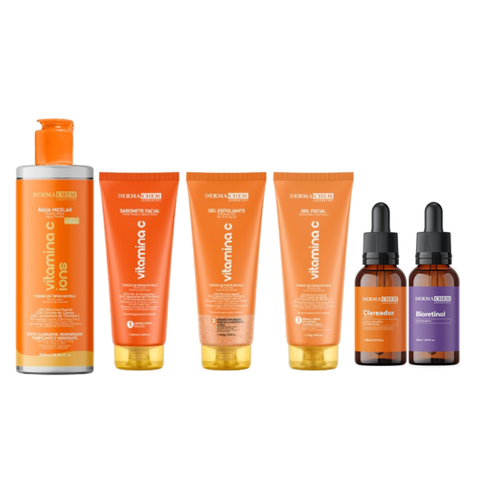 Kit Rotina Completa Vitamina C + Sérum Clareador + Sérum Bioretinol Anti Rugas