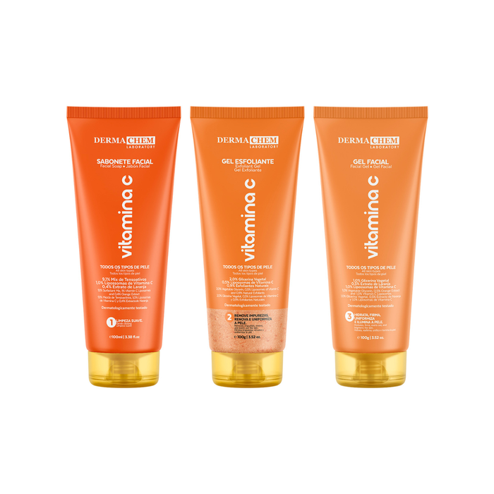 Kit Rotina Completa Vitamina C + Sérum Clareador + Sérum Bioretinol Anti Rugas