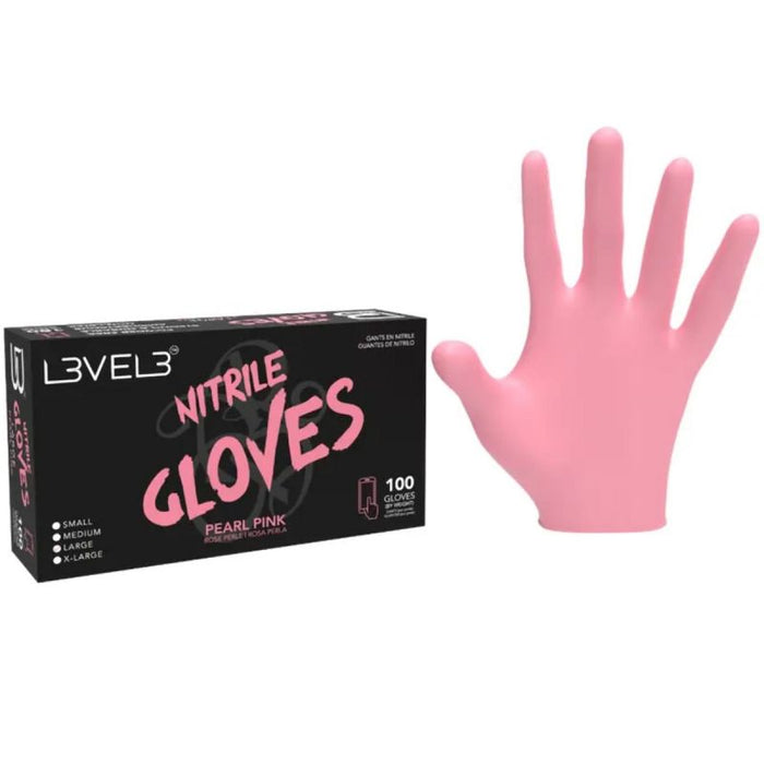 L3VEL3 ™ Nitrile Gloves 100 Pack - Pearl Pink