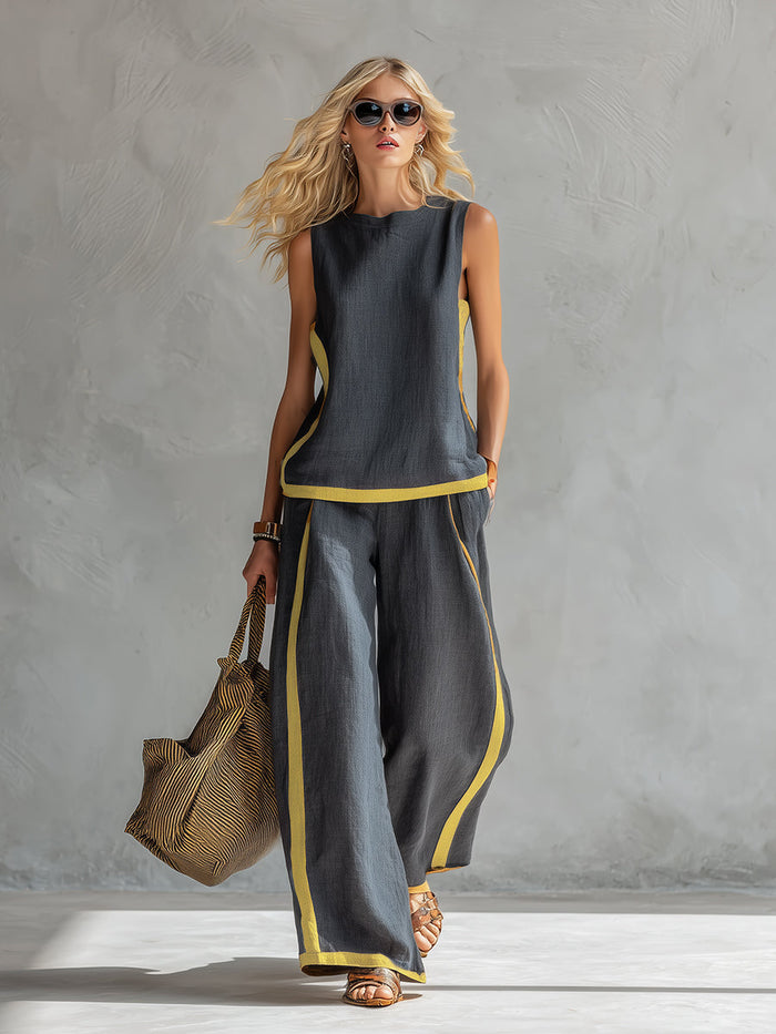 Leila | Elegant Cotton and Linen Set 🖤