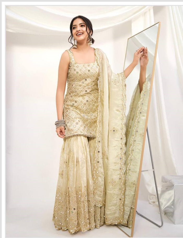 Luxurious Silk Suit with Intricate Embroidery