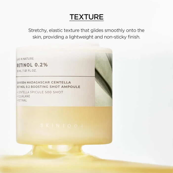 Madagascar Centella Retinol 0.2 Boosting Shot Ampoule 30ml - Serum and Skin1004 Face Serums