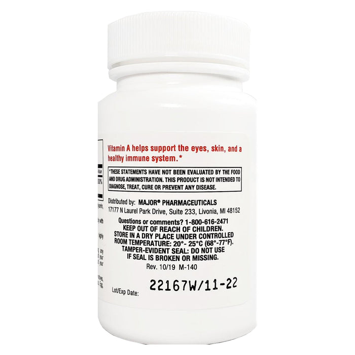 Major Vitamin A Dietary Supplement, 10000 IU - 00904208560 - LL Medico
