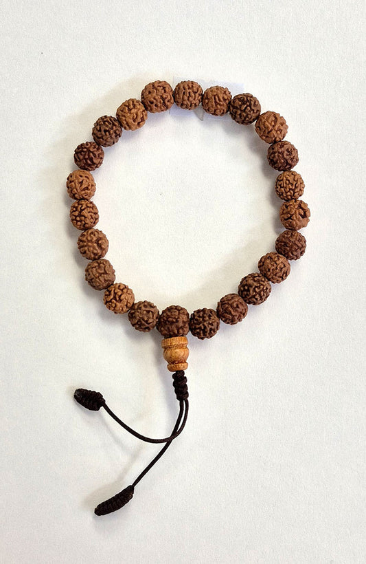 Mala Bracelet - Rudraksha Seed with Wood Guru Bead