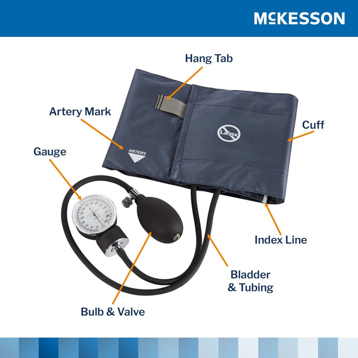 McKesson Aneroid Sphygmomanometer, Pocket Style, Large Adult Cuff, 34 - 50 cm - 01-775-12XNGM-Box - LL Medico