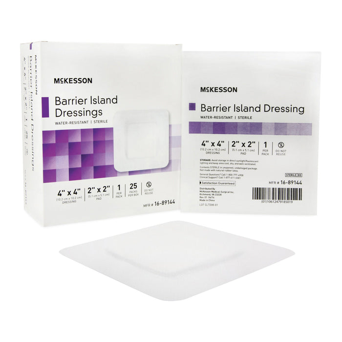 McKesson Barrier Island Composite Dressing, Square Sterile Water Resistant - 16-89144 - LL Medico