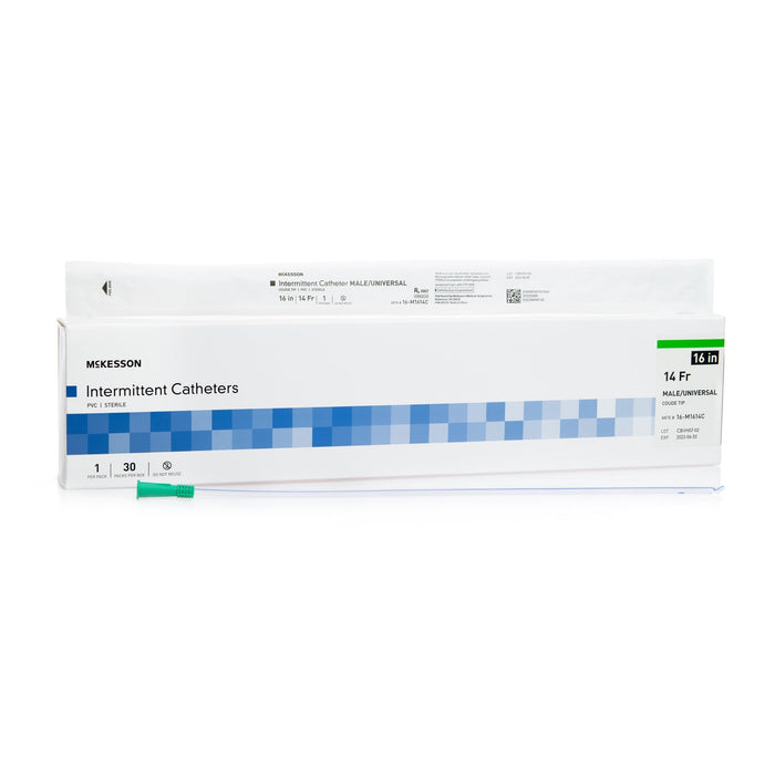 McKesson Coude Tip PVC Urethral Catheter, Male/Universal - 16-M1614C-Box - LL Medico