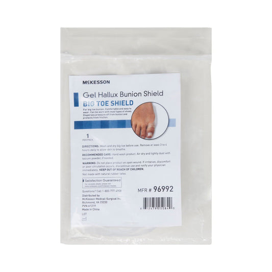 McKesson Gel Hallux Bunion Shield Big Toe Shield, One Size, 1 Count - 96992-Single - LL Medico