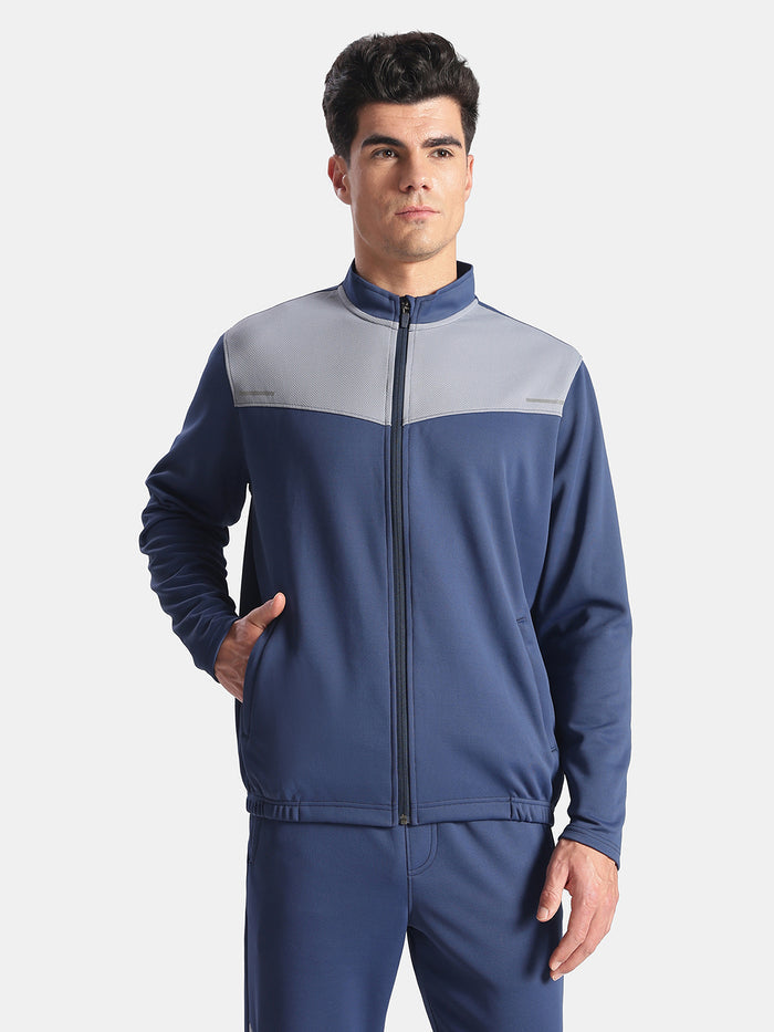 Microfiber Fabric Jacket with StayFresh Treatment - Navy & Grey