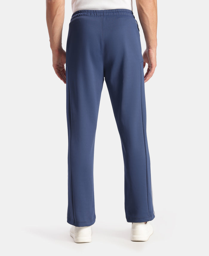 Microfiber Fabric Slimfit Trackpant with Zipper Pockets and StayFresh Treatment - Navy & Grey