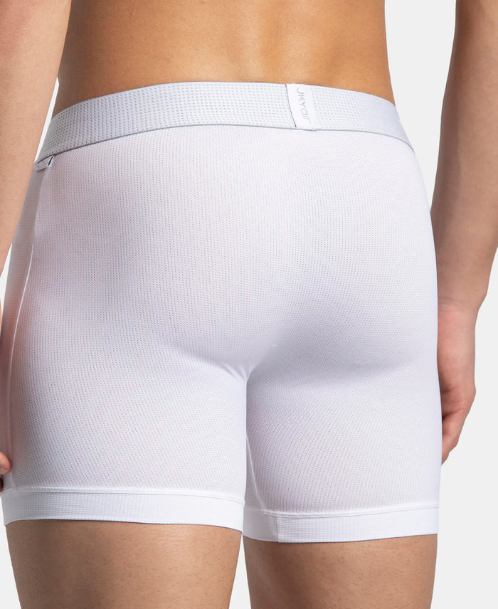 Microfiber Mesh Elastane Stretch Performance Boxer Brief with StayDry Technology - White