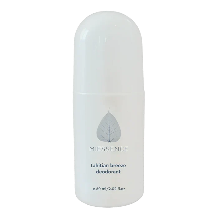 White deodorant bottle with 'Miesssence' branding on a white background