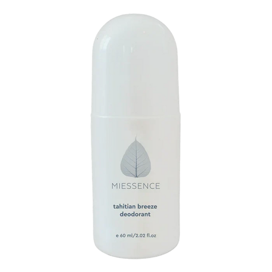 White deodorant bottle with 'Miesssence' branding on a white background