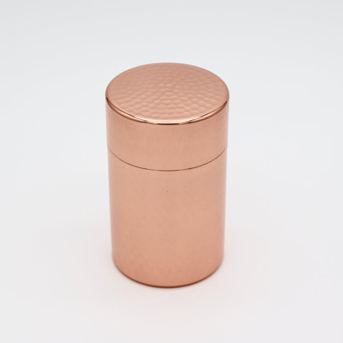 Mirror-Finished Hammered Copper Tea Canister / Handcrafted in Tsubame