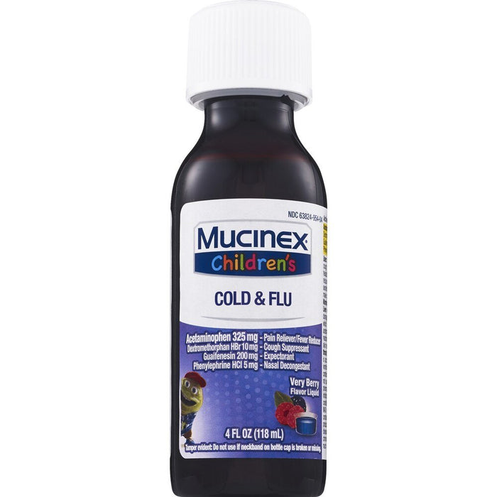 Mucinex Children’s Cold, Cough & Sore Throat Liquid, Mixed Berry, 4 oz - 63824027864 - LL Medico