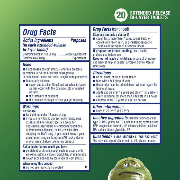 Mucinex DM 12 Hour Expectorant and Cough Suppressant, Regular Strength - 63824005634 - LL Medico