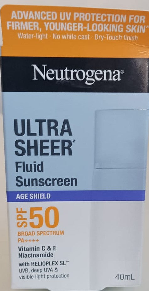 Neutrogena Ultra Sheer Fluid Sunscreen Age Shield SPF50 -40ml